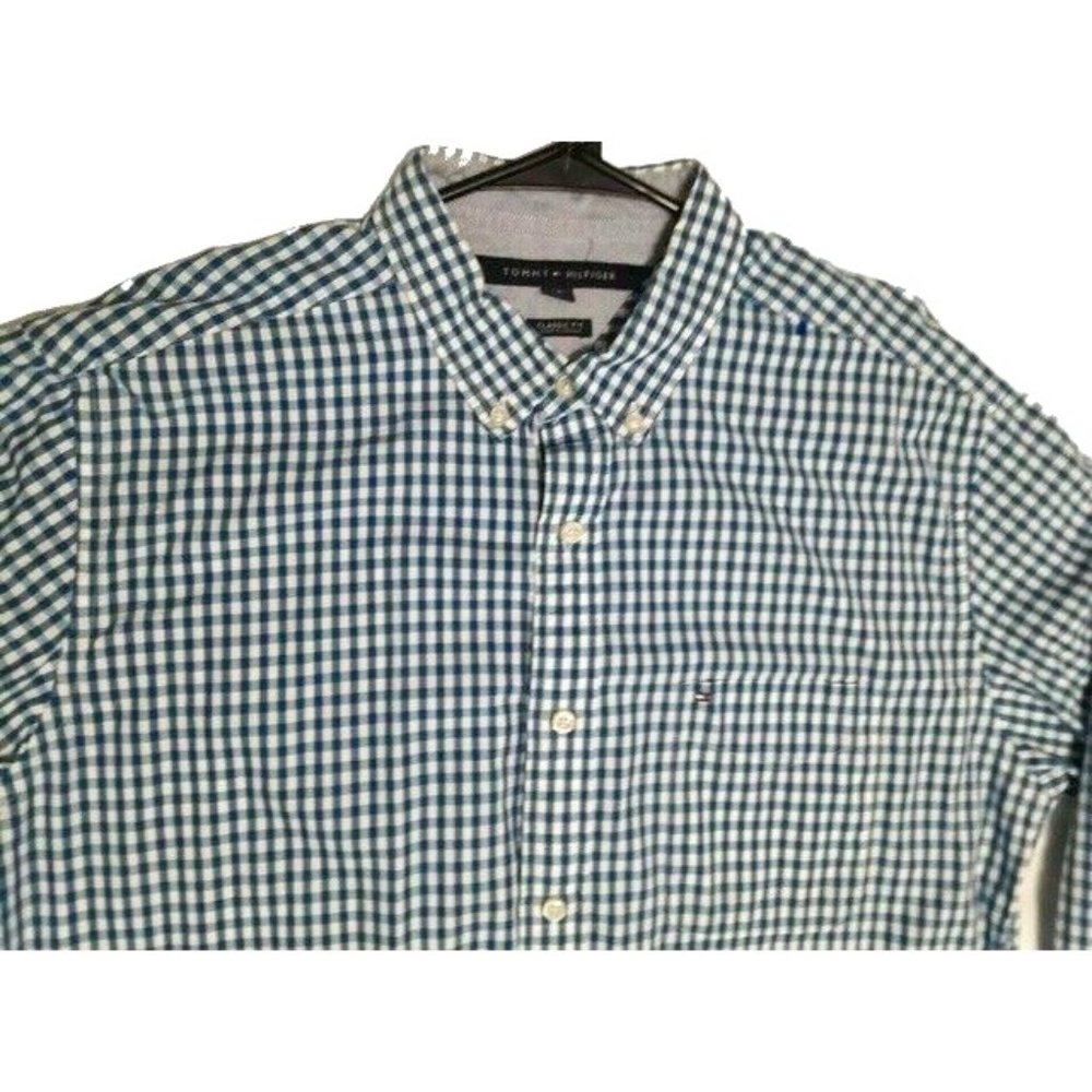 Tommy Hilfiger Classic Fit Mens L Shirt Blue Plaid